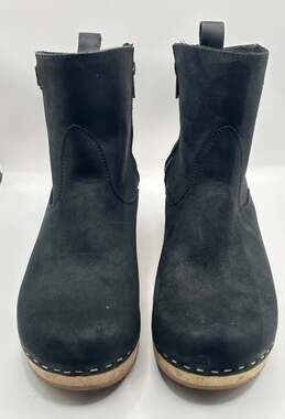 Sandgrens New York Low Heel Clog Boots in Black Leather